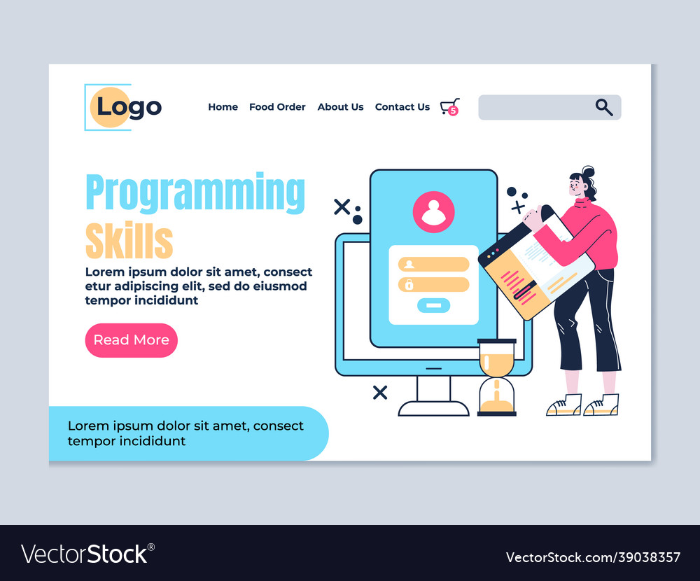 Programming skills landing web site page Vector Image