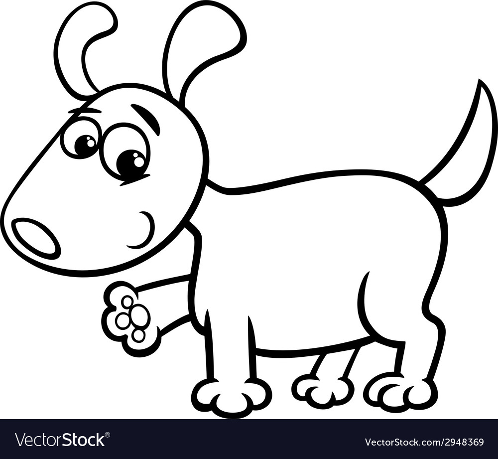 Dog puppy cartoon coloring page Royalty Free Vector Image