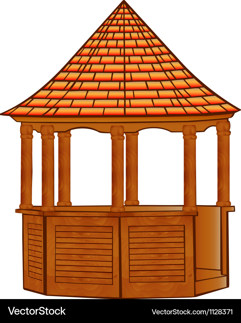 A wooden gazebo on white Royalty Free Vector Image