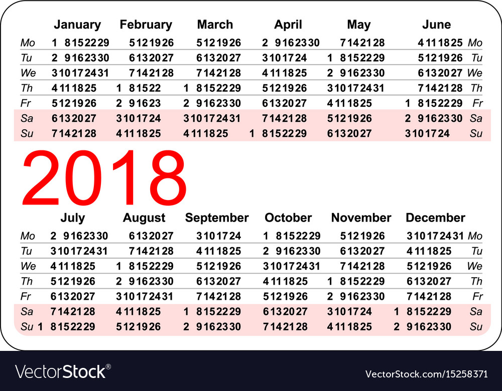 printable pocket calendar 2018