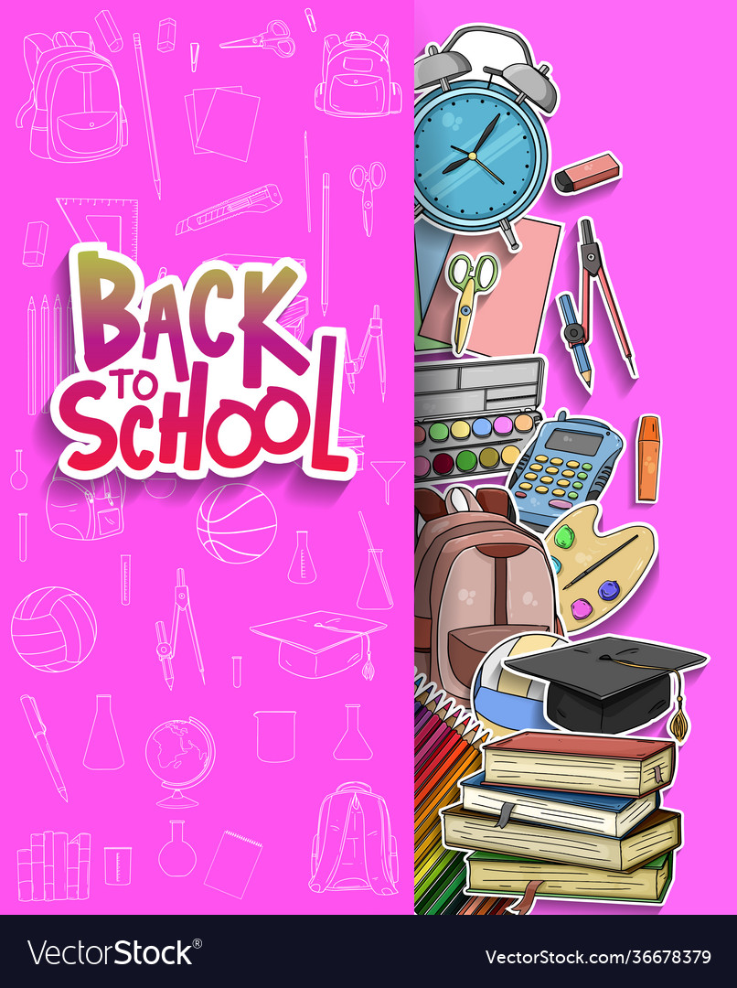 Back to school poster design with school Vector Image