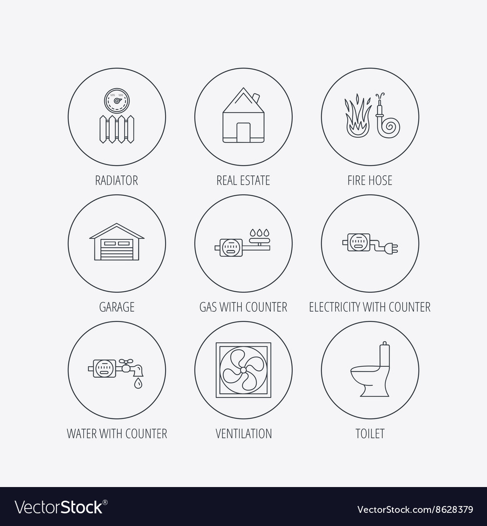 Ventilation garage and heat radiator icons Vector Image