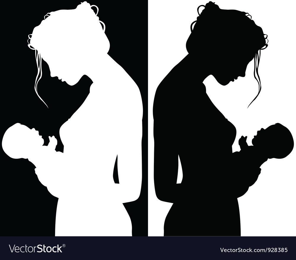 Download Silhouettes of Mother and Child Royalty Free Vector Image