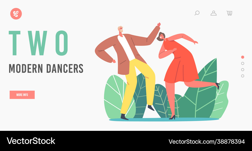 Two modern dancers landing page template Vector Image