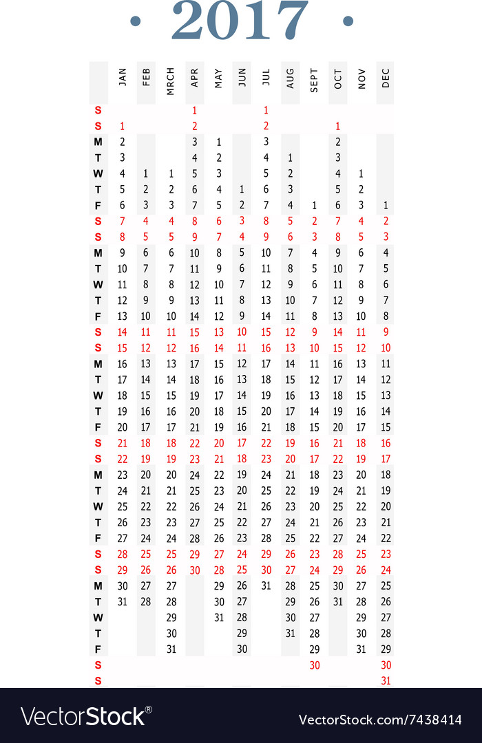 Vertical Calendar Design : Year simple vertical calendar royalty free vector image Vertical Calendar Design : Year simple vertical calendar royalty free vector image