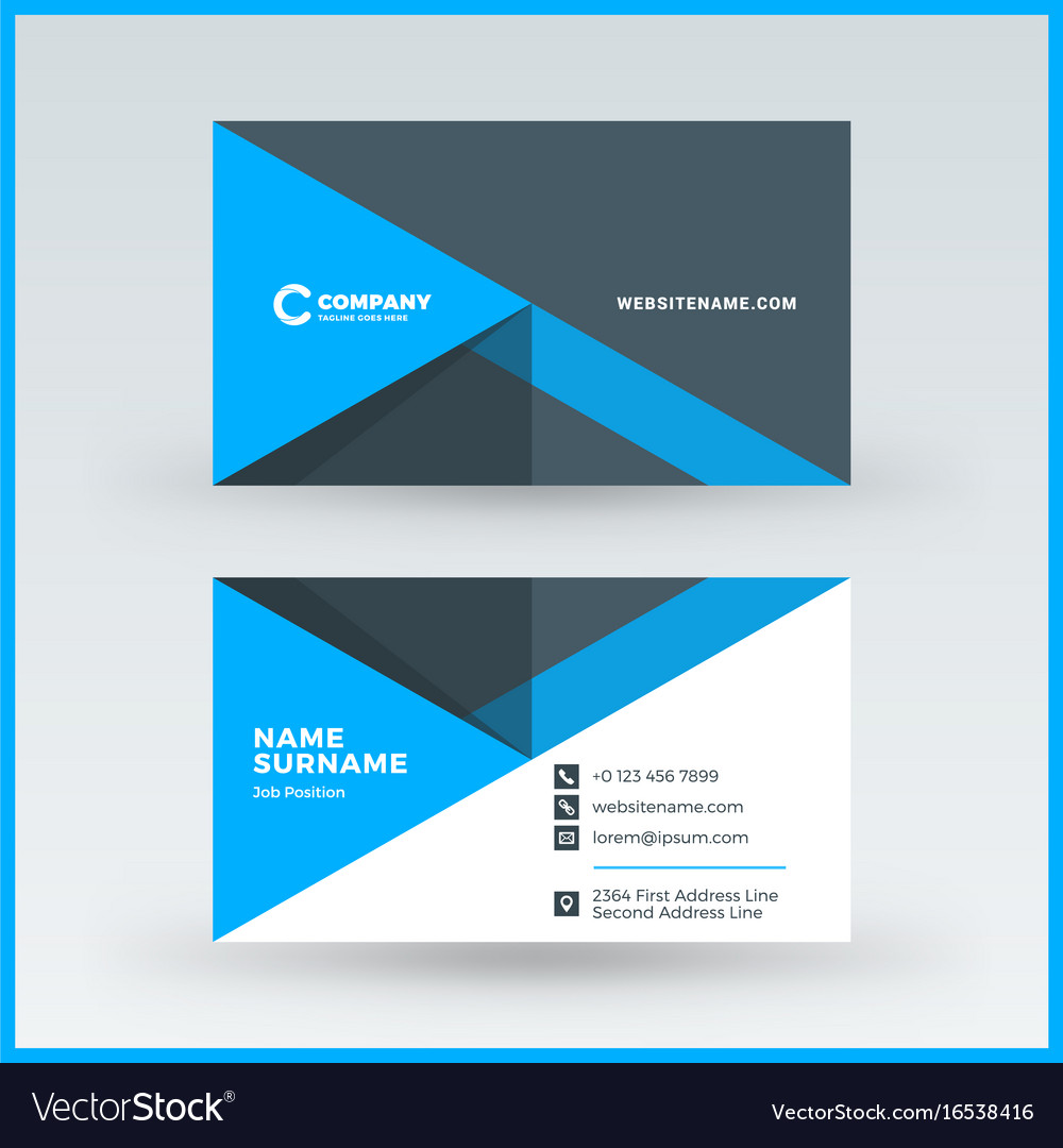 Double Sided Horizontal Business Card Template Vector Image