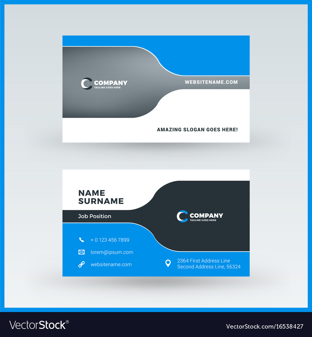 Double Sided Horizontal Business Card Template Vector Image
