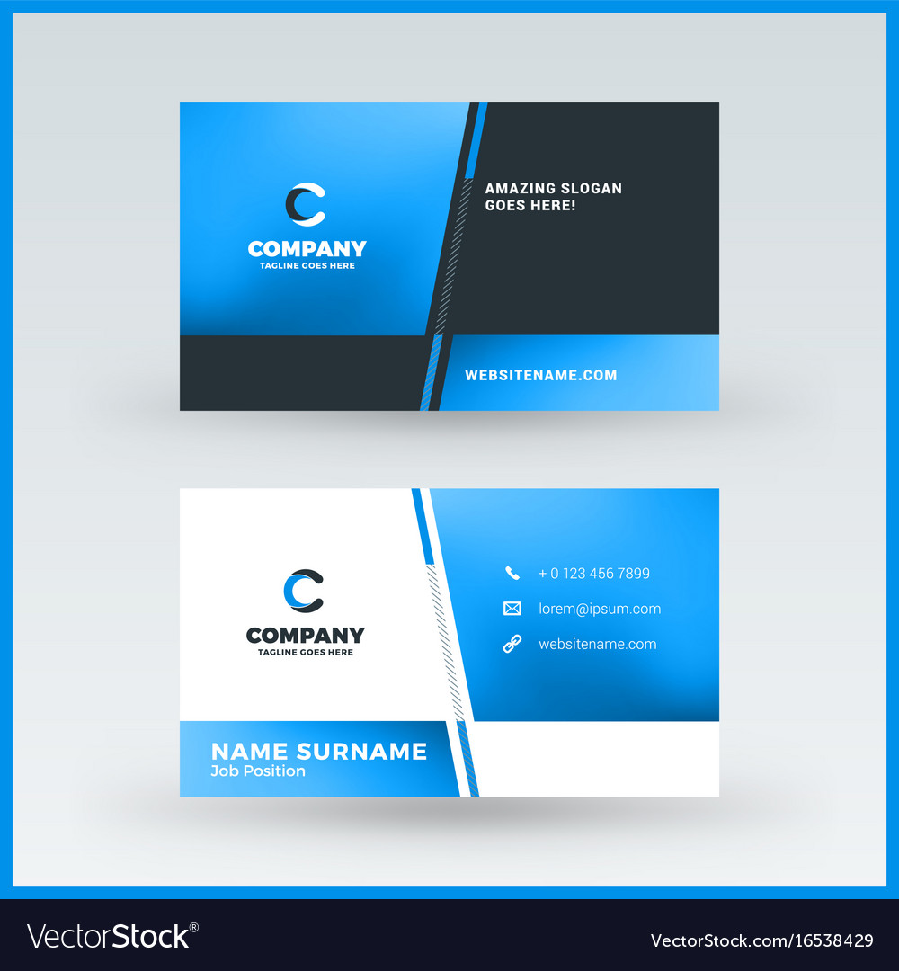 Double Sided Horizontal Business Card Template Vector Image