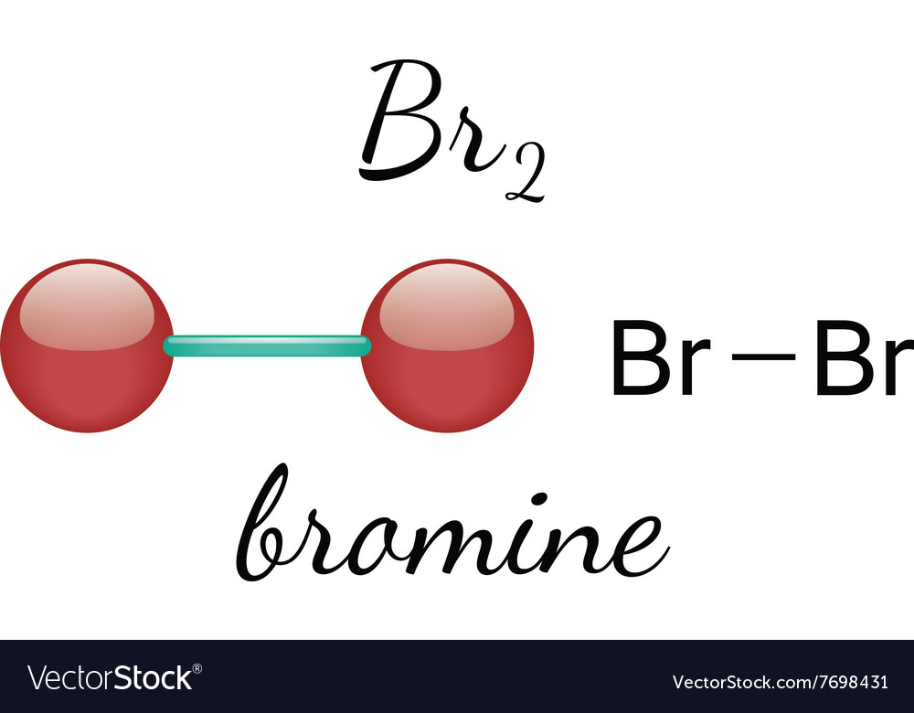 Br2 bromine molecule Royalty Free Vector Image