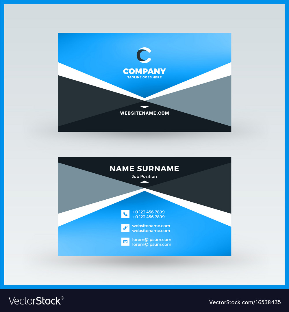 Double Sided Horizontal Business Card Template Vector Image