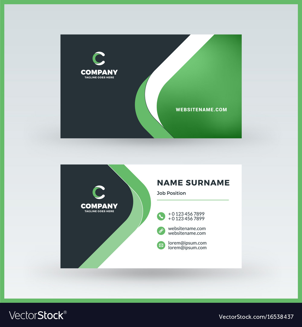 Double Sided Horizontal Business Card Template Vector Image