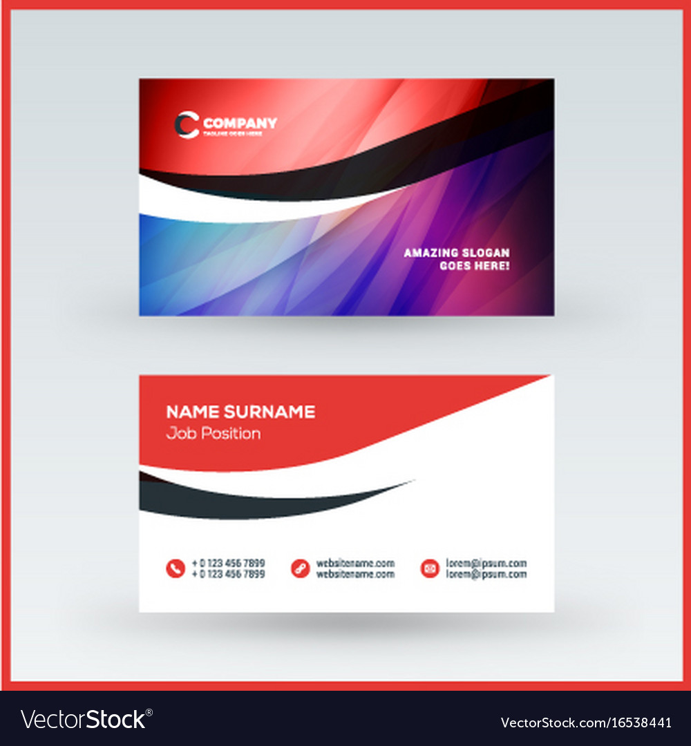 Double Sided Horizontal Business Card Template Vector Image