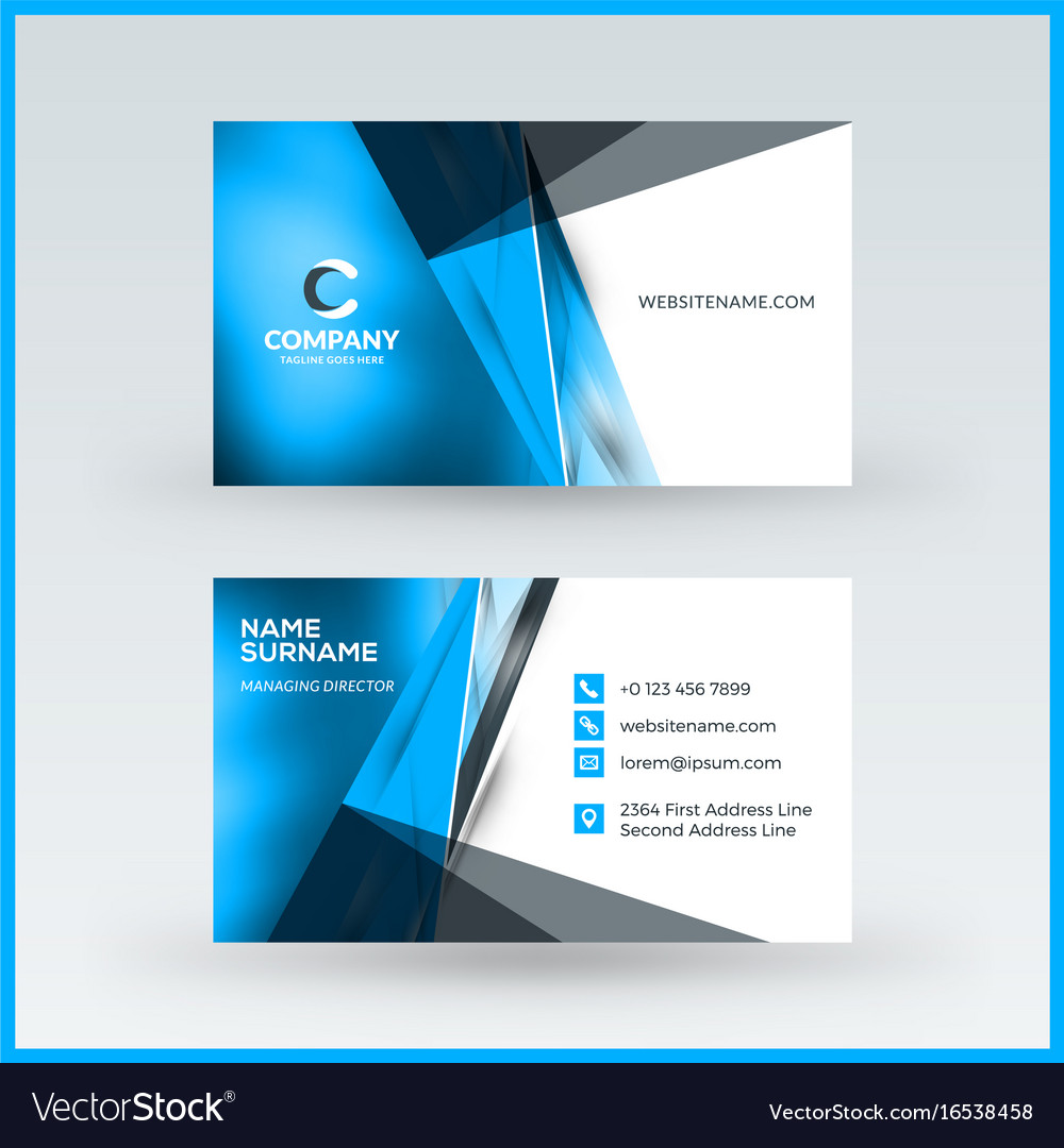 Double Sided Horizontal Business Card Template Vector Image