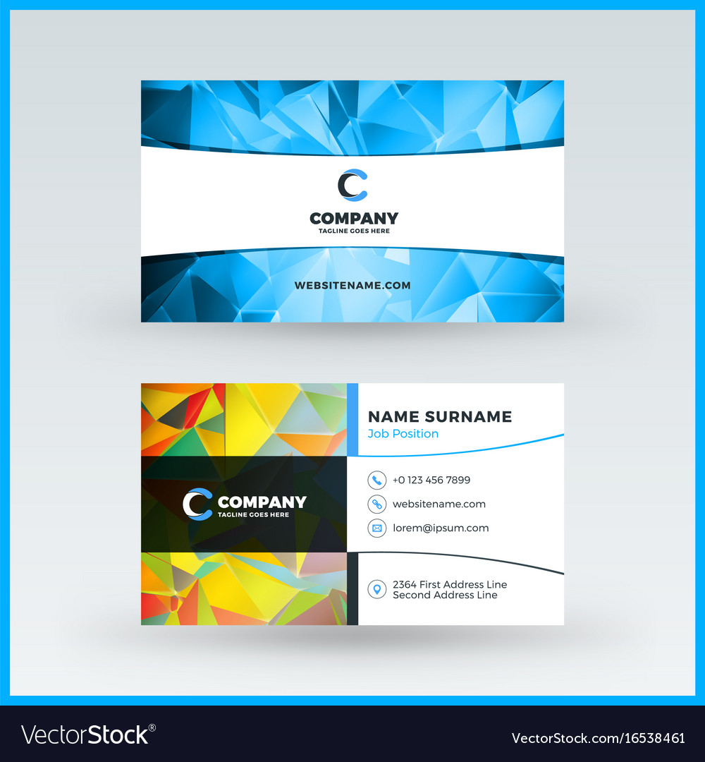 Double Sided Horizontal Business Card Template Vector Image