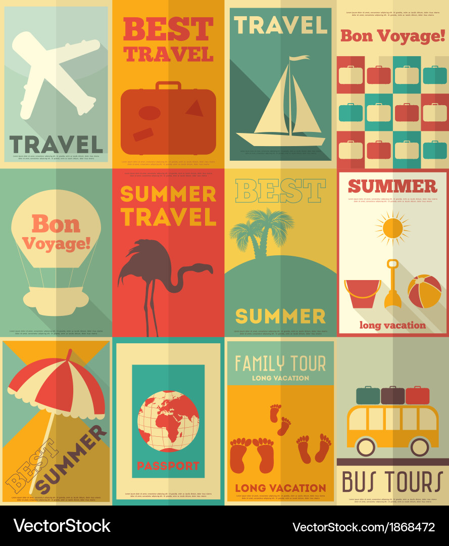 Travel Posters Set Royalty Free Vector Image VectorStock