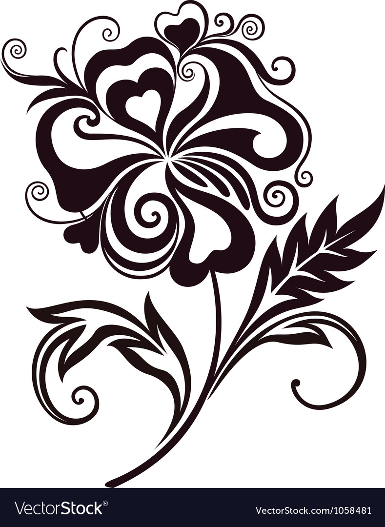 Line Drawing Flower Vector : Abstract flower line art royalty free vector image
