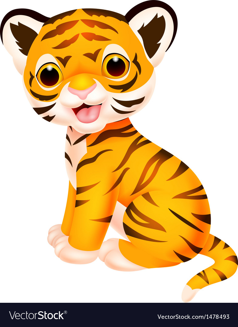 Download Cute baby tiger cartoon Royalty Free Vector Image