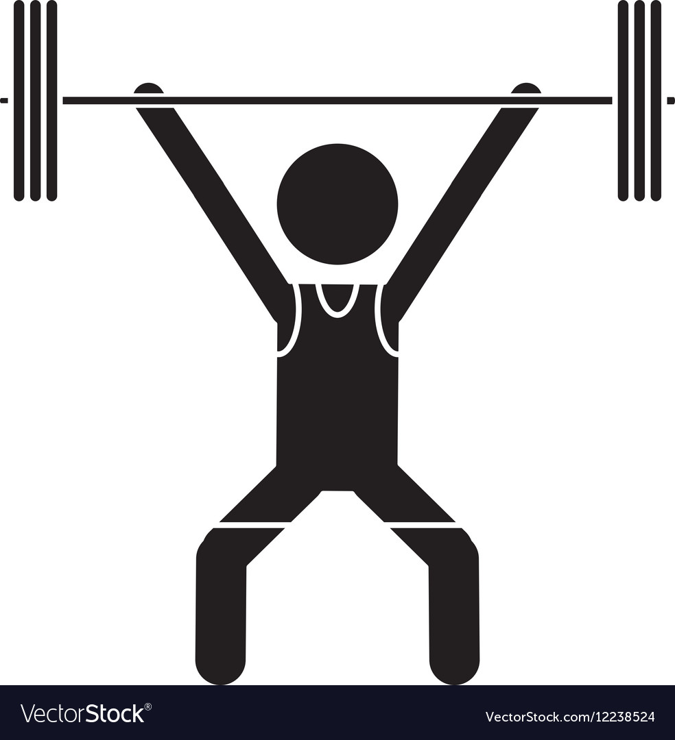 silhouette man weight lifter sport athlete vector image