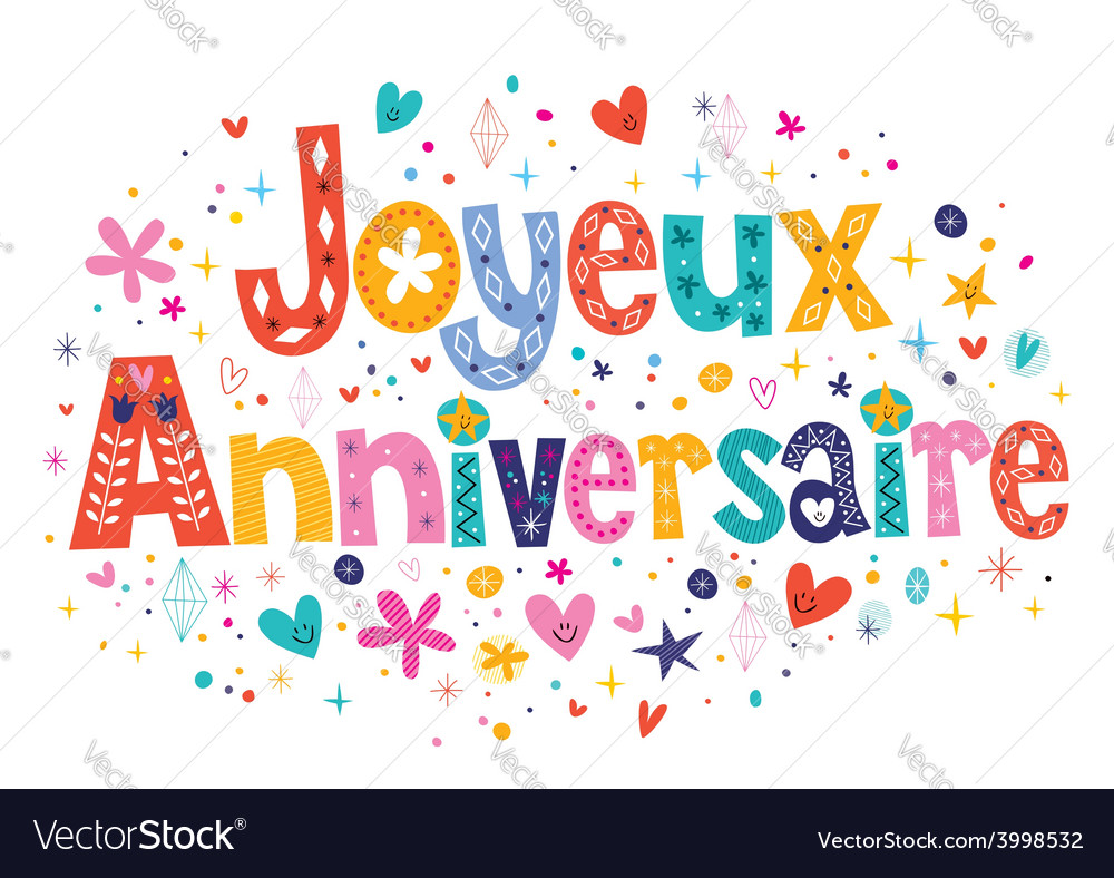 Joyeux Anniversaire Happy Birthday in French Vector Image