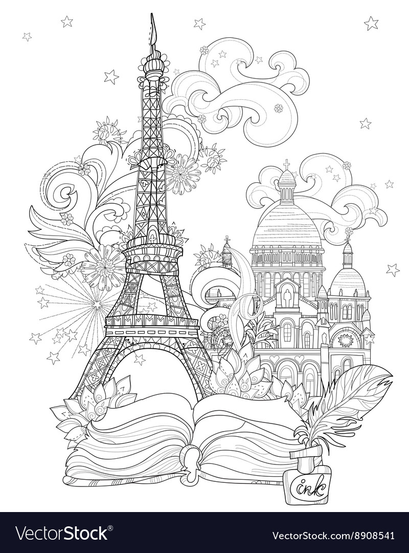 Zen Art Stylized Eiffel Tower Doodle Vector 8908541