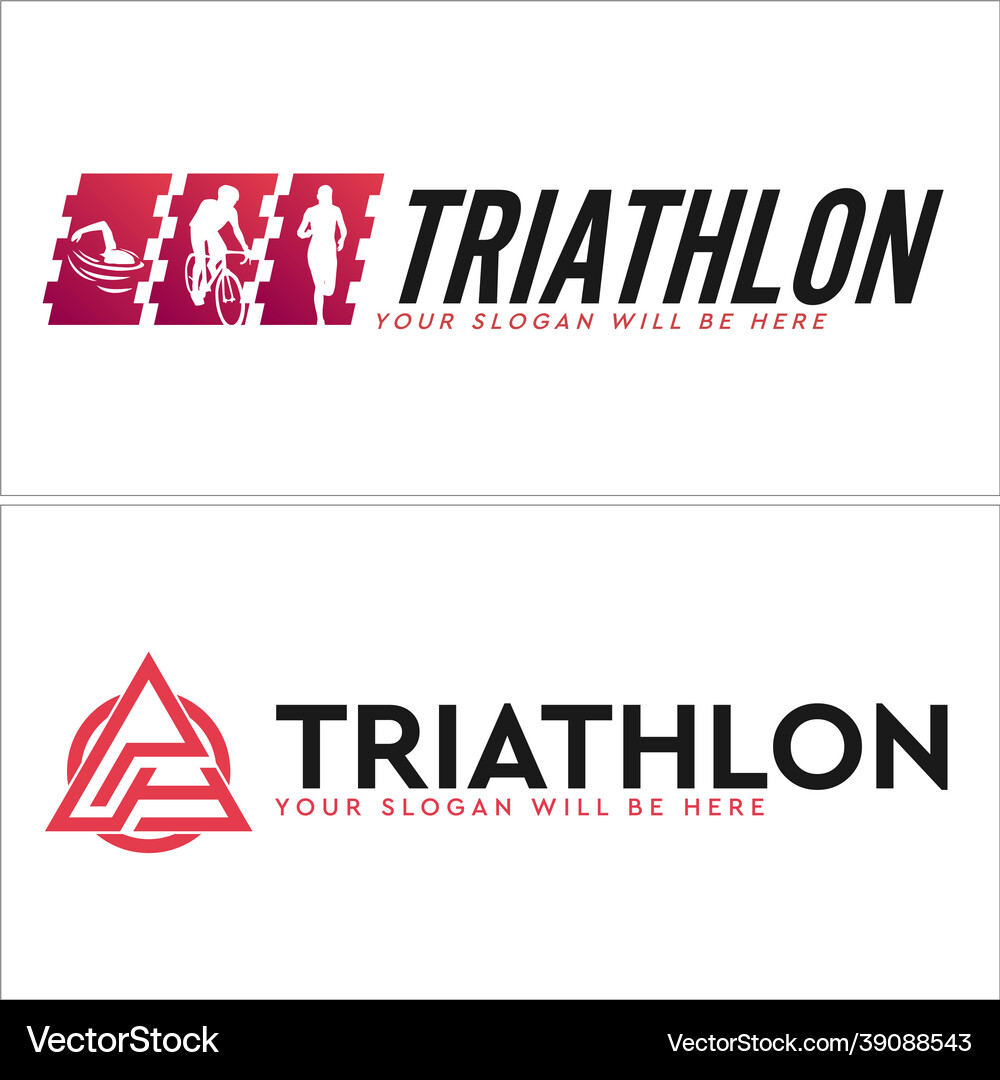Triathlon coaching sport logo design Royalty Free Vector