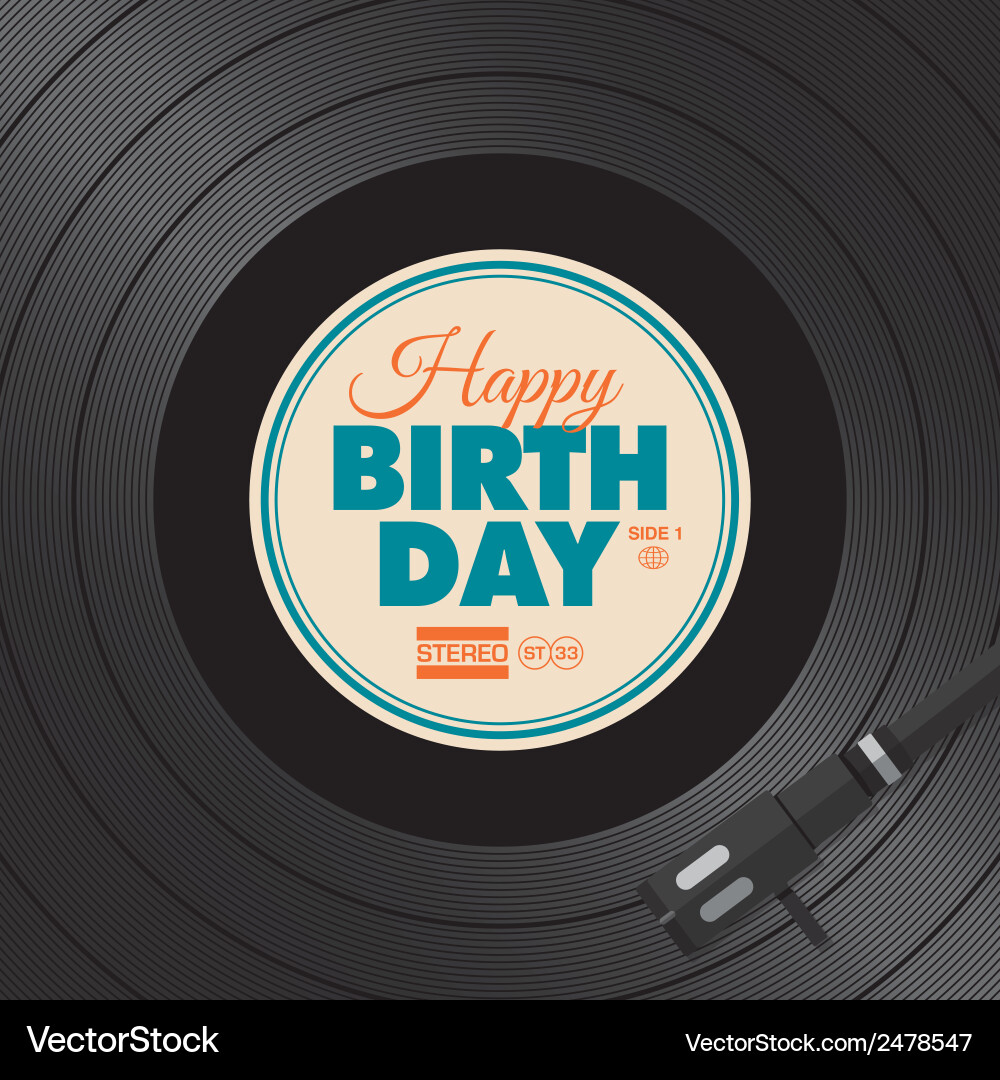 Vinyl happy birthday card Royalty Free Vector Image