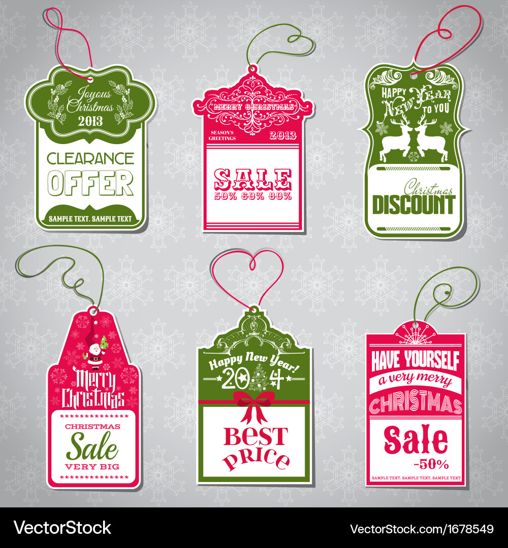 Christmas Sale Tags Royalty Free Vector Image VectorStock
