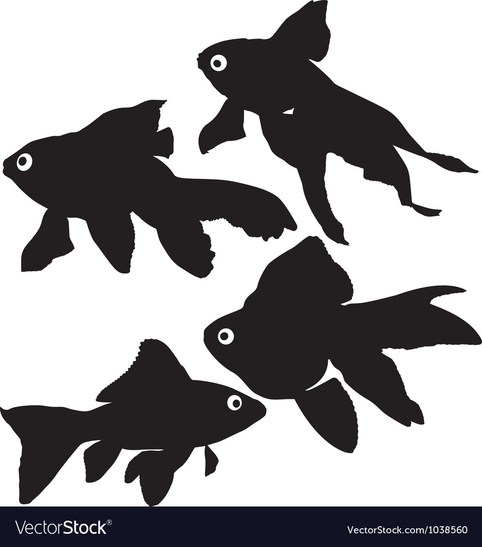 Download Goldfish or common fish silhouette Royalty Free Vector ...