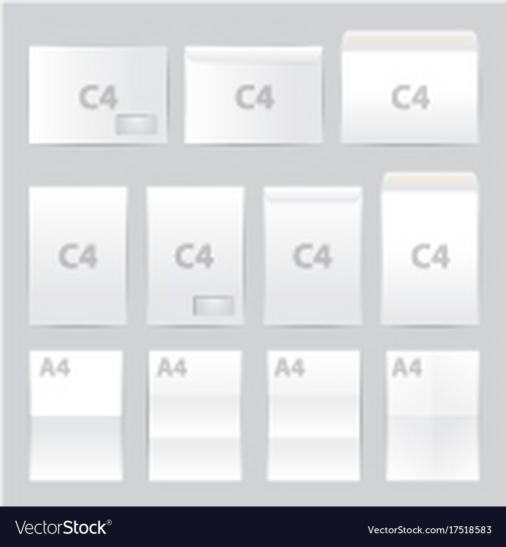 Blank paper envelopes set a4 c4 format Royalty Free Vector