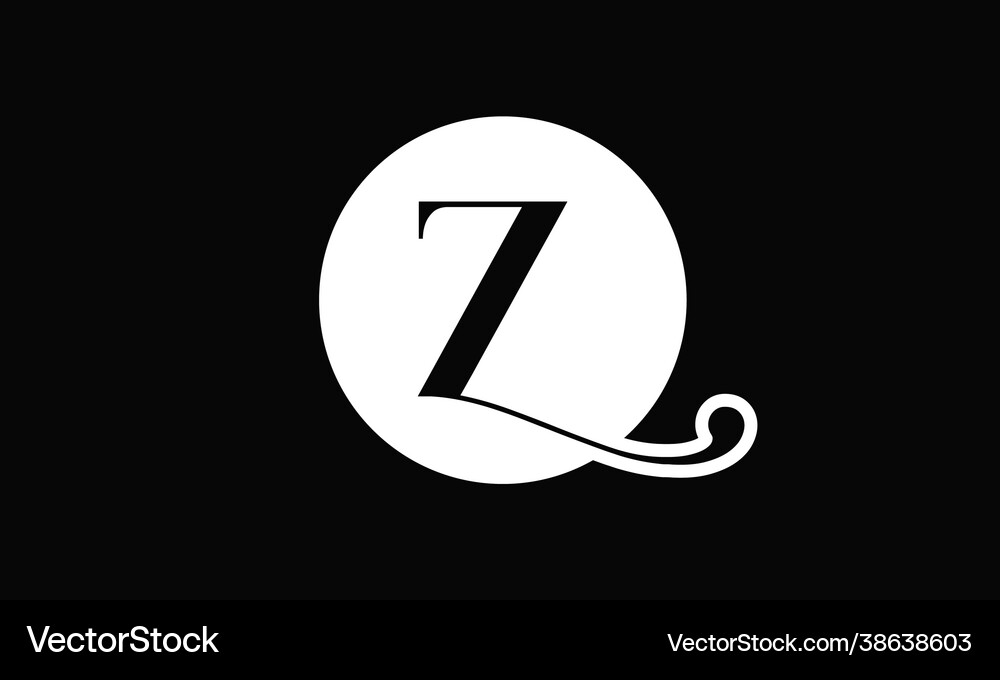 Initial z letter black color with white Royalty Free Vector