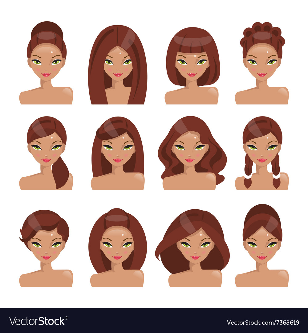 Set of girls with different hairstyles Royalty Free Vector