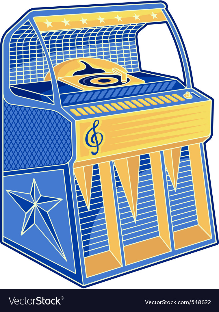 Retro jukebox lineart Royalty Free Vector Image