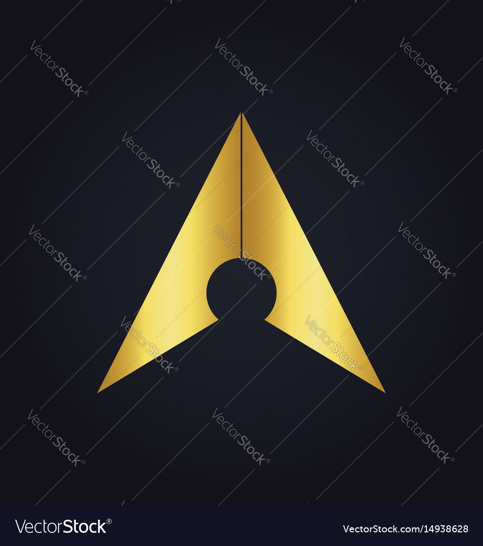 Gold arrow navigation colored logo Royalty Free Vector ...