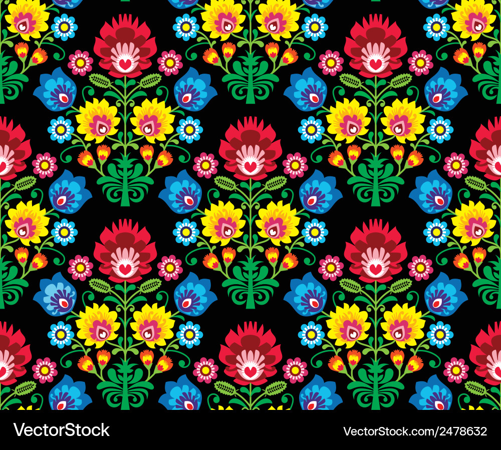 Seamless Polish folk art floral pattern lowicz Vector Image