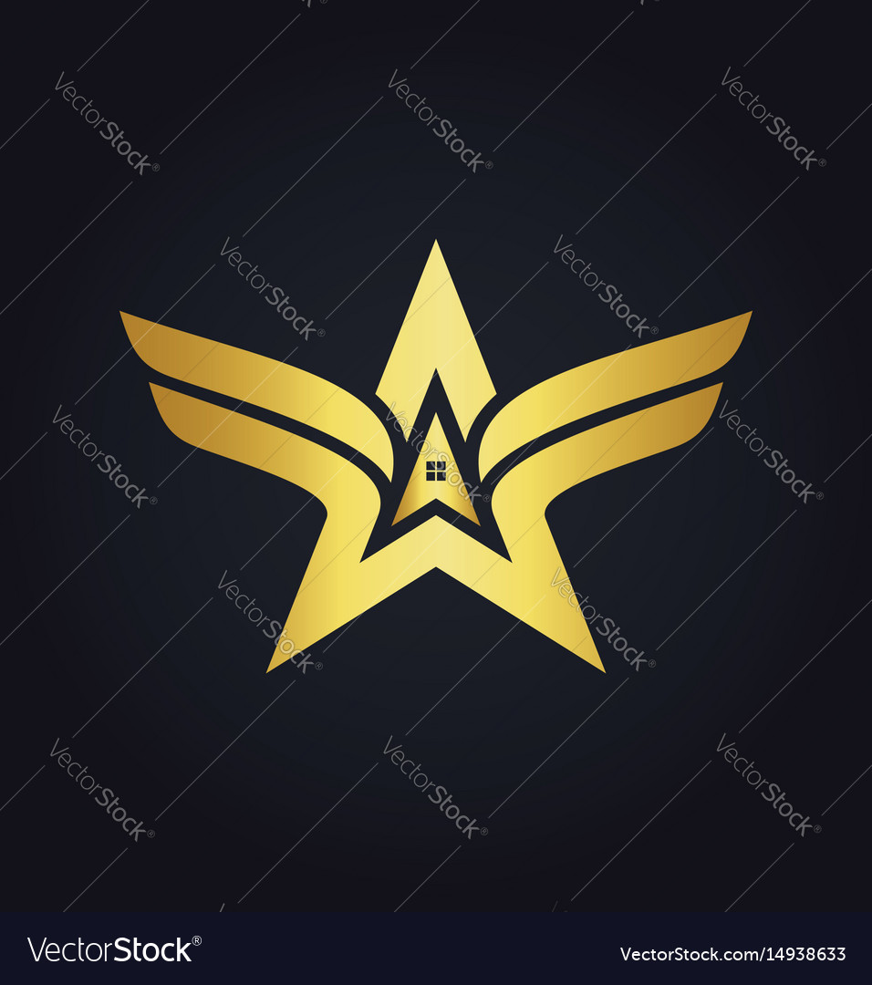 Gold arrow star realty wing logo Royalty Free Vector Image ...