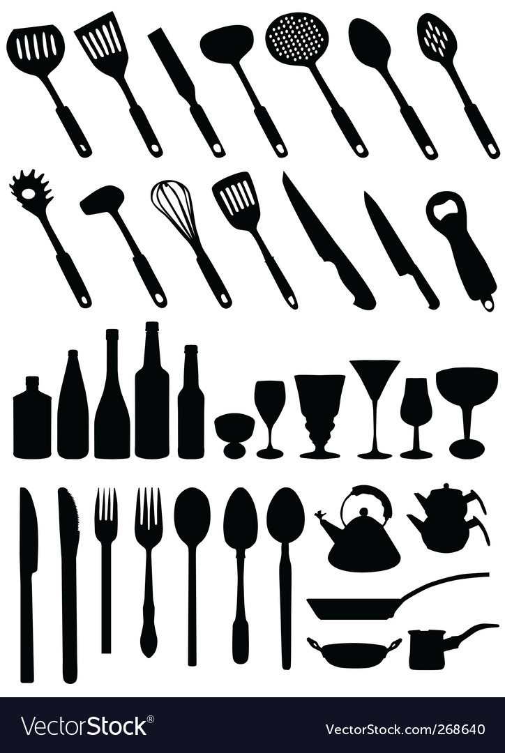 Kitchen Utensils Silhouette Vector Free kitchen tools royalty free vector image - vectorstock Kitchen Utensils Silhouette Vector Free kitchen tools royalty free vector image - vectorstock