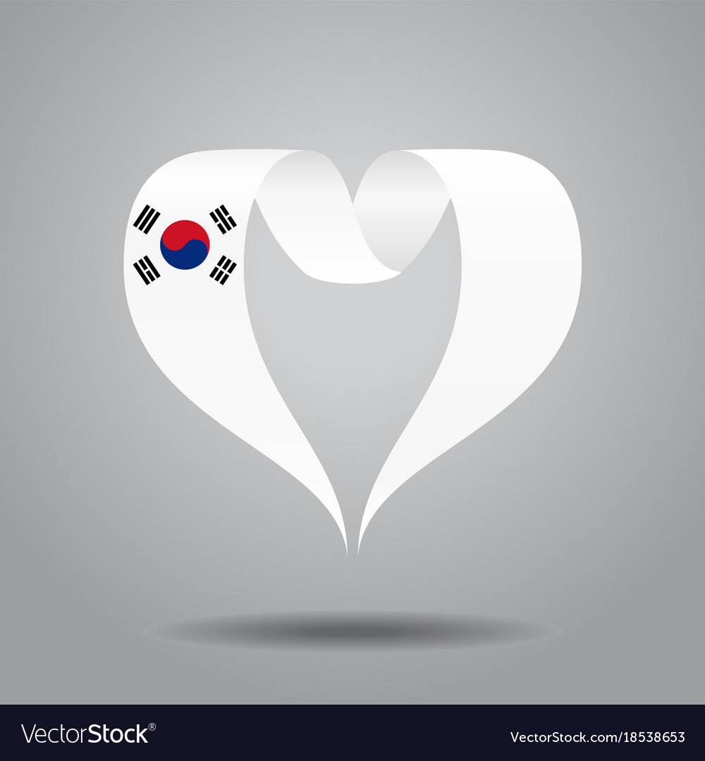 Download South korean flag heart-shaped ribbon Royalty Free Vector