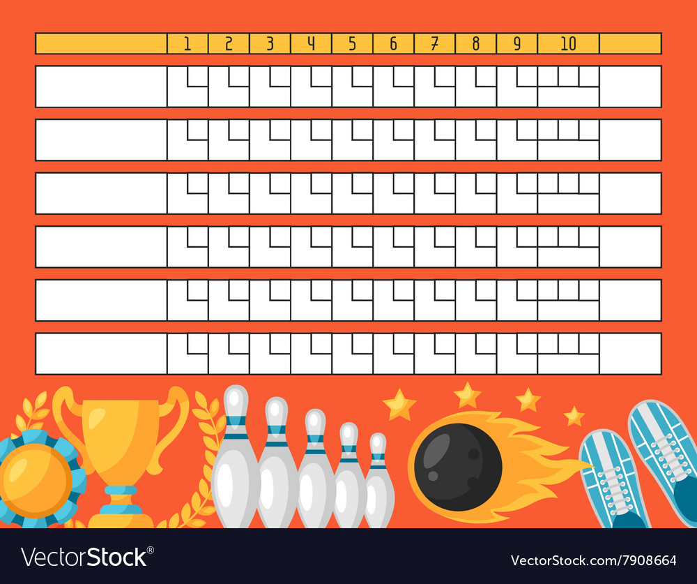 Bowling score sheet Blank template scoreboard Vector Image