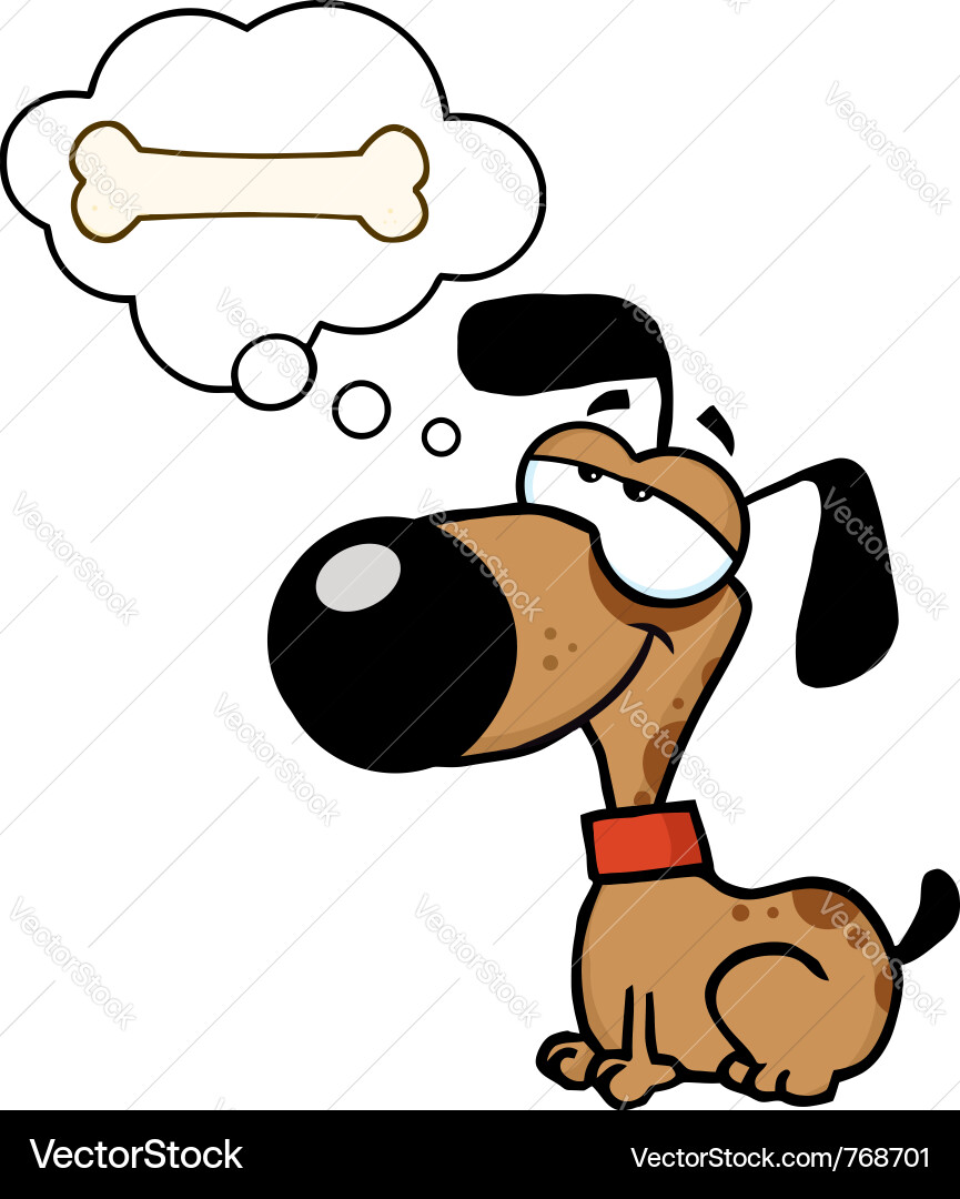 Dog dreaming about a bone Royalty Free Vector Image