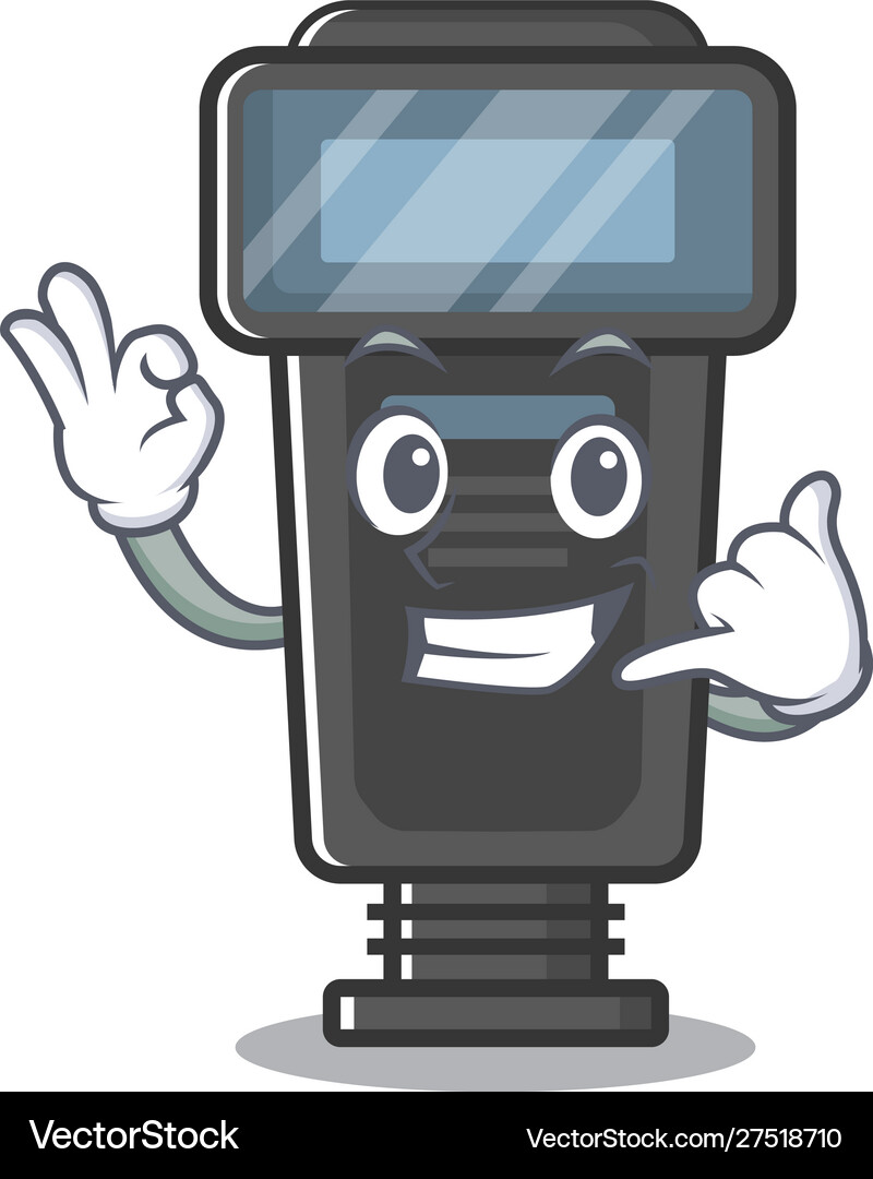 Call Me Camera Flash With A Character Royalty Free Vector