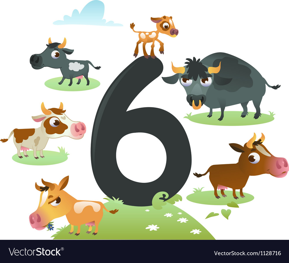 Collection number for kids farm animals - number 6