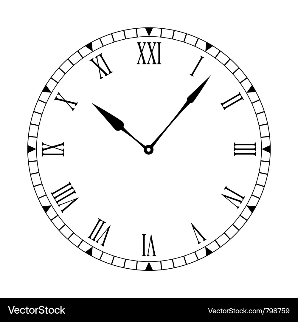 Black and white clock face Royalty Free Vector Image