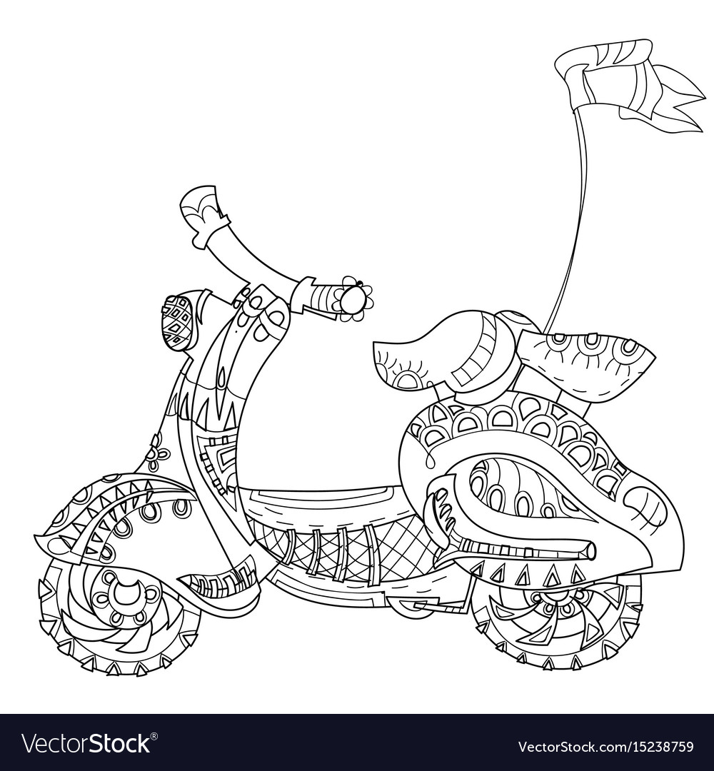 Motor Scooter Doodle Vector Image Motor Scooter Doodle Vector Image