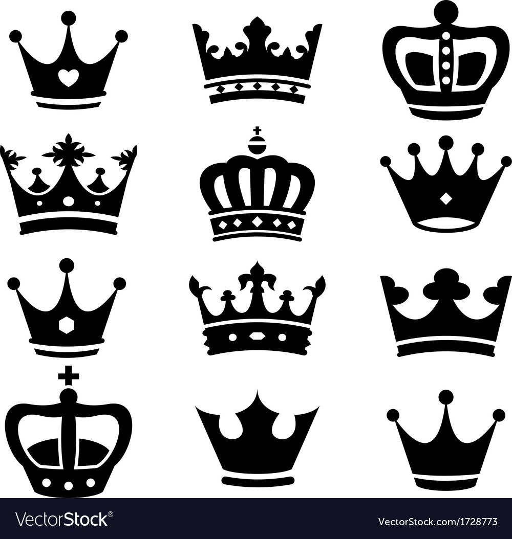 Download Crown collection - silhouette Royalty Free Vector Image - VectorStock