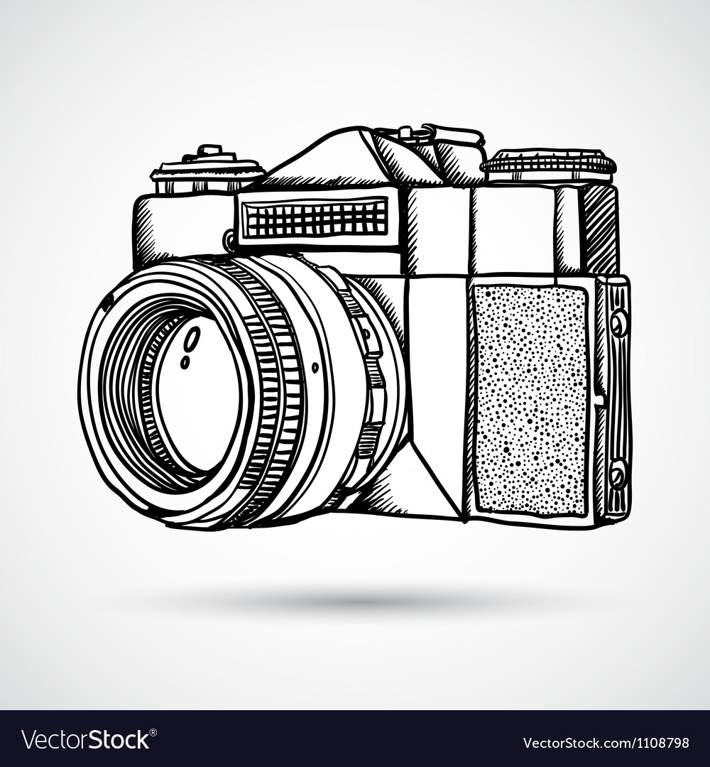Vintage Doodle Camera Hand Drawn Vector Image Vintage Doodle Camera Hand Drawn Vector Image