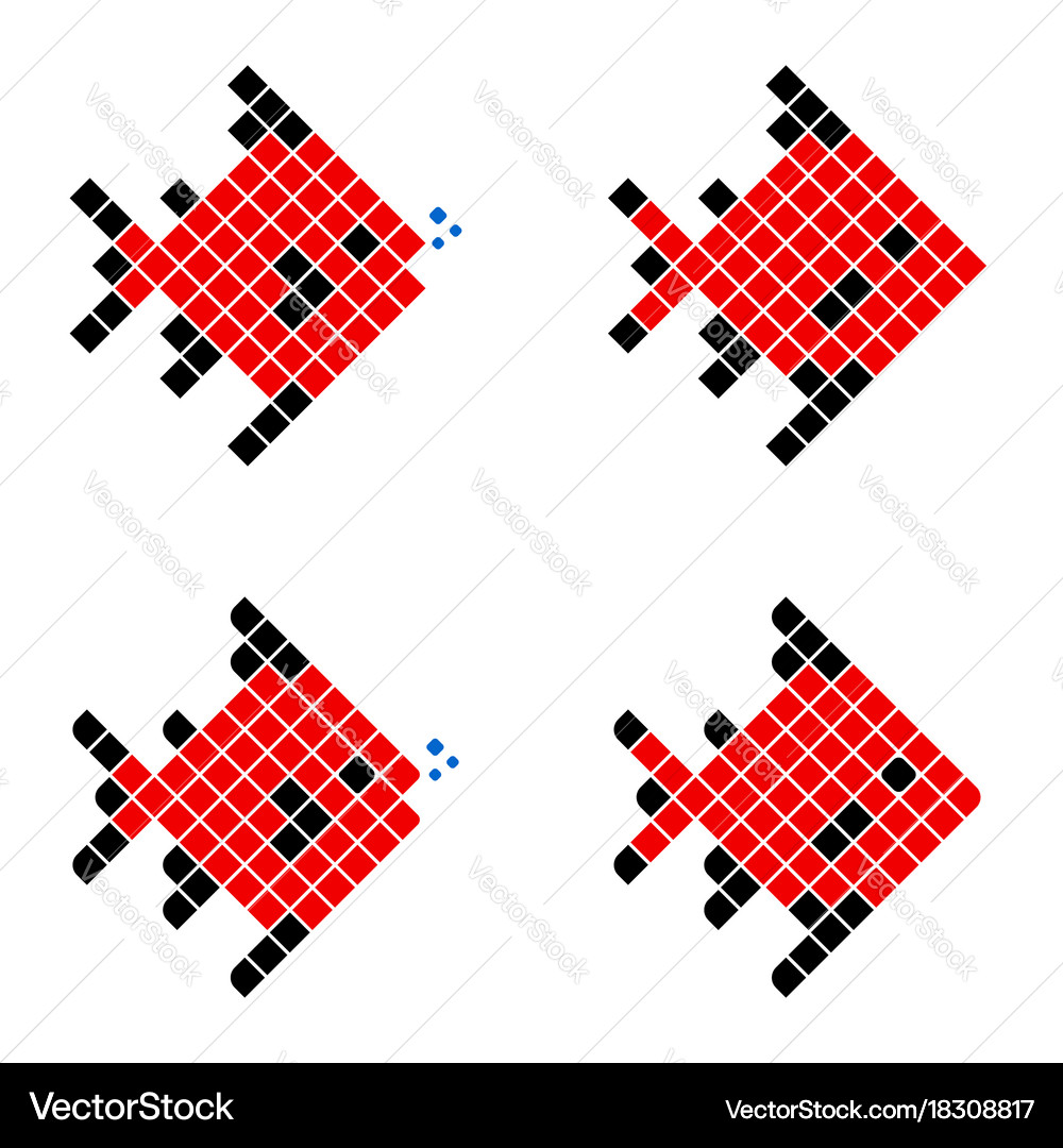 Red pixel fish geometric fish Royalty Free Vector Image
