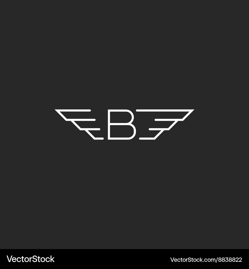 Winged letter B logo wings monogram emblem black Vector Image
