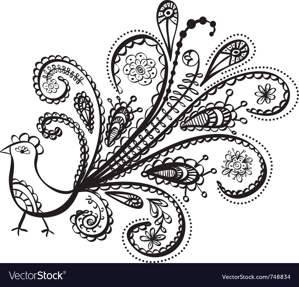 Peacock Bird Line Art Vector Image Peacock Bird Line Art Vector Image
