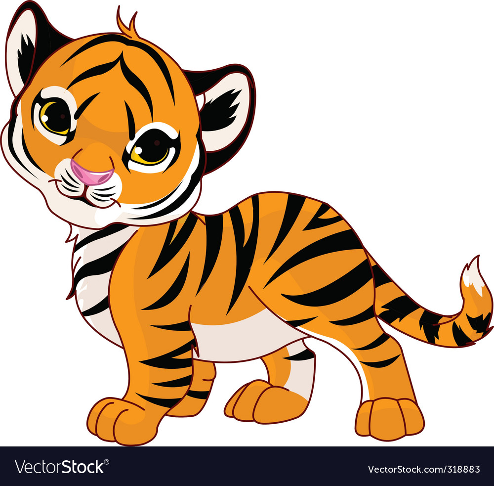 Download Walking baby tiger Royalty Free Vector Image - VectorStock