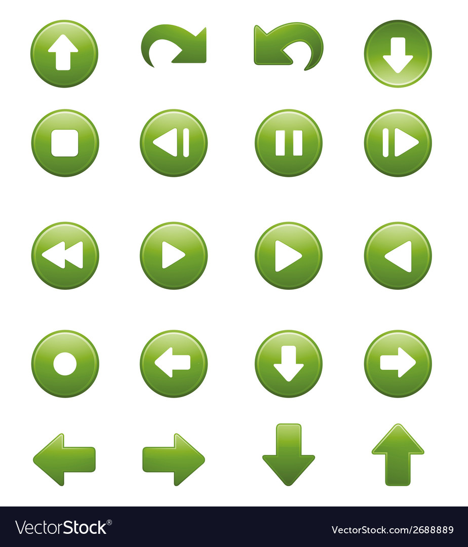 Media Player Remote Control Button Icon Set Vector Image